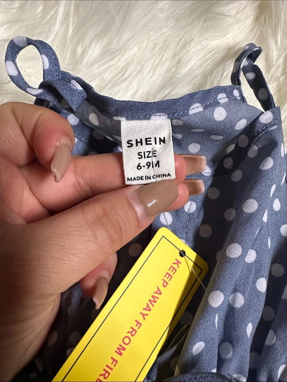 SHEIN Blue Polka Dot Girls Romper with Button Front